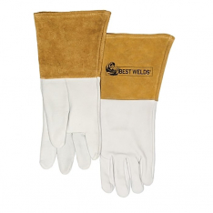 Best Welds 120TIGM, 120-TIG Capeskin Welding Gloves, Medium, White/Tan, 4 in Gauntlet, Unlined, 902-