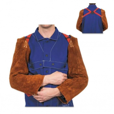 Best Welds 350, Leather Sleeves, 23 in L, Snaps Closure, One Size Fits Most, Lava Brown, 902-350