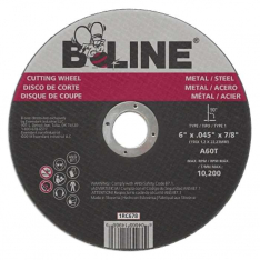 B-Line Abrasives 90891, Cutting Wheel, 6 in dia, 0.045 in Thick, 7/8 in Arbor, 60 Grit, Aluminum Oxi