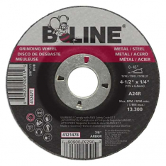 B-Line Abrasives 90906, Depressed Center Grinding Wheel, 4-1/2 in dia, 1/4 in Thick, 7/8 in Arbor, 2