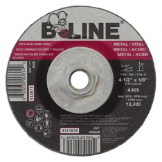 B-Line Abrasives 41287T, Depressed Center Combo Wheel, 4-1/2 in dia, 1/8 in Thick, 5/8 in-11 Arbor,